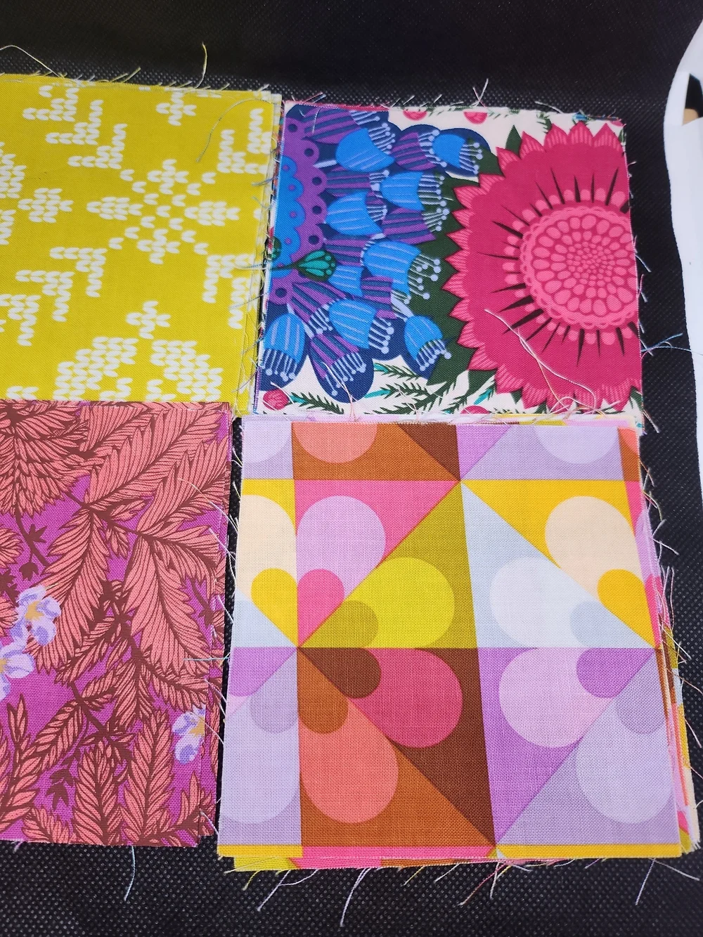 Vibrant Multicolor Floral and Geometric Fabric Squares - Home Accents